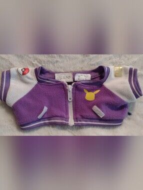 Build A Bear Workshop Pokemon Pikachu Purple Zip-Up Varsity Jacket BAB